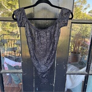 Victoria’s Secret - Black Sparkly Mesh Bodysuit - Size Small